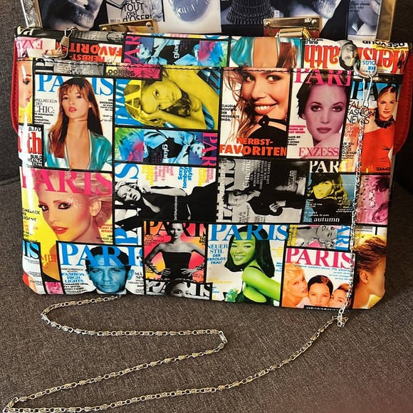 Magazine Envelope Clutch/Shoulder bag  with Black and White/ Color Graphics - Picture 6 of 11